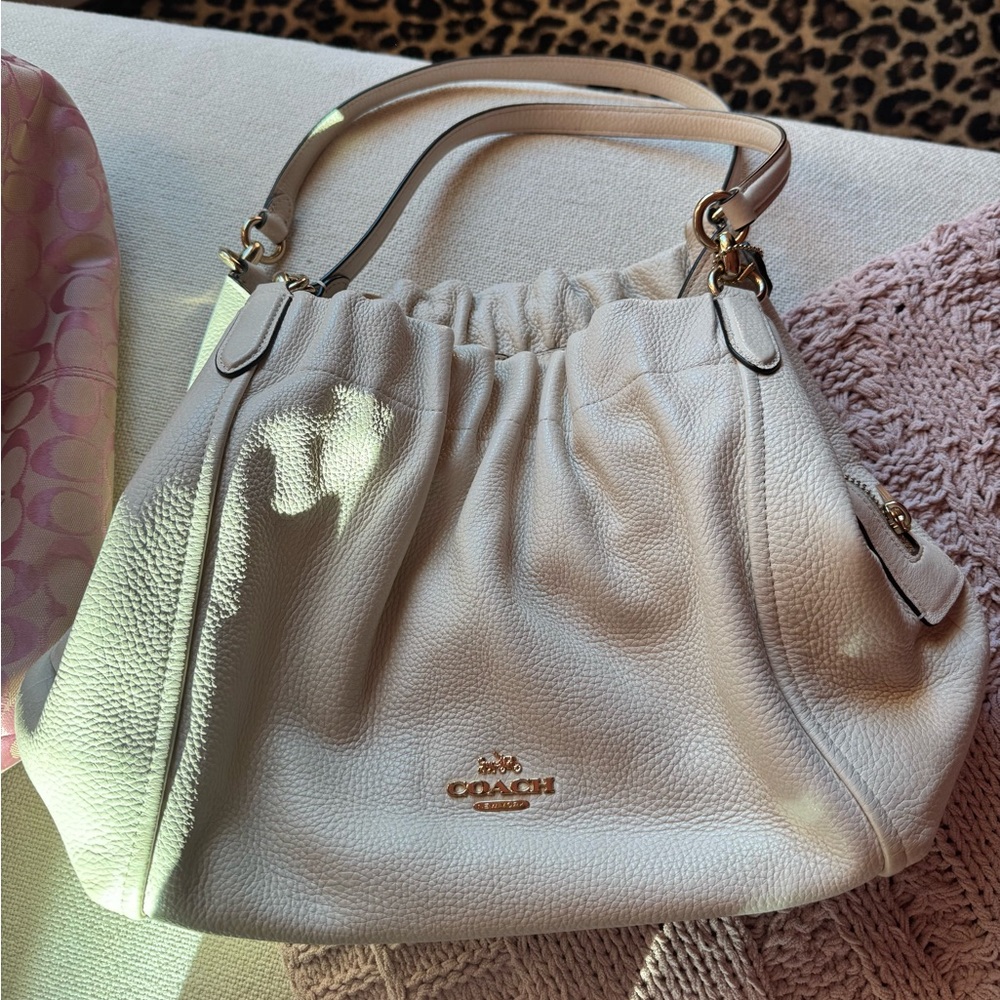 Coach Maya Pebble Leather Shoulder Bag, color Chalk: like new